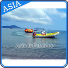 Sealed 3m Inflatable Floating Spin Water Disco Boat For 8 Person Blue / Yellow