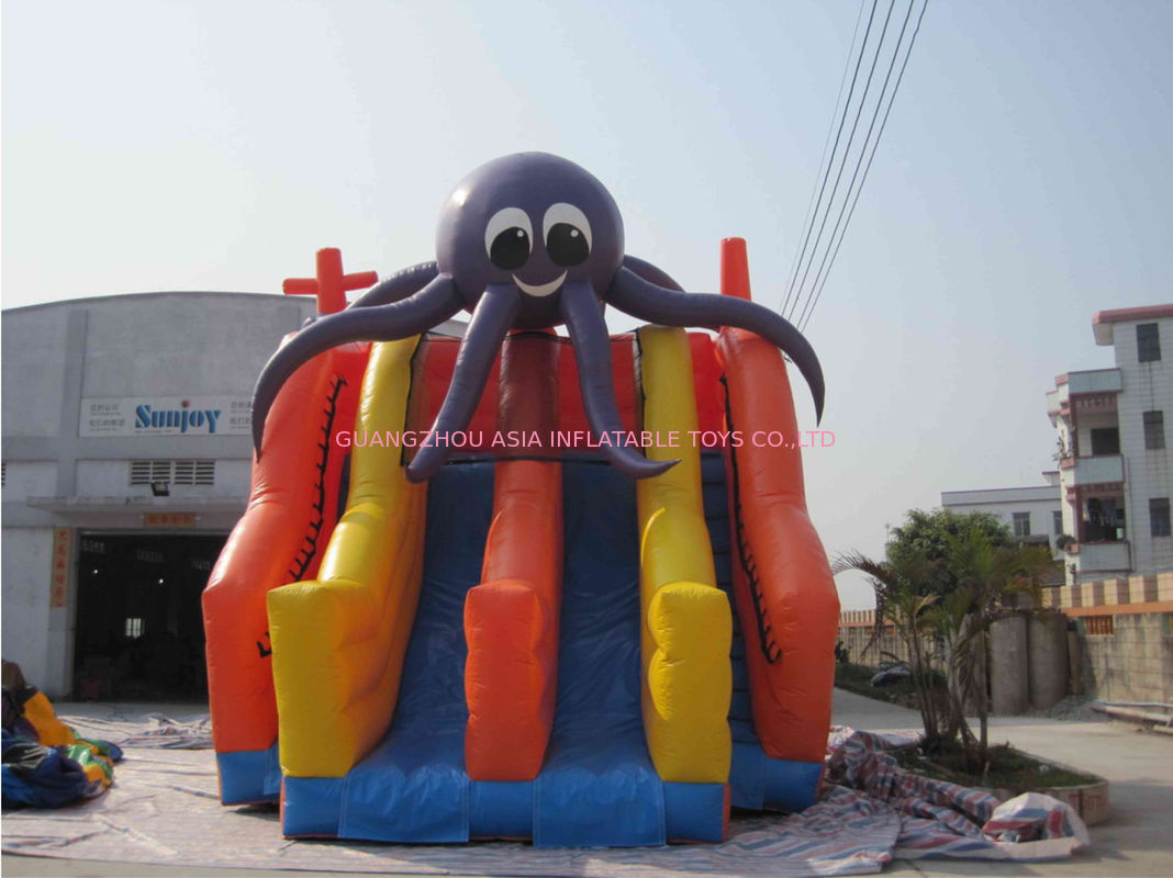 Funny Jellyfish Inflatable Water Park With Three Slides Customized
